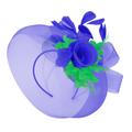 Caprilite Big Royal Blue & Grass Green Fascinator Hat Veil Net Hair Clip Ascot Derby Races Wedding Headband Feather Flower