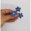 Set Of 3 Handmade Micro Flowers, Crochet Tiny Forget-Me-Not Flower Applique, Handmade Flowers Scrapbooking/Card-Making/Craft/Wedding