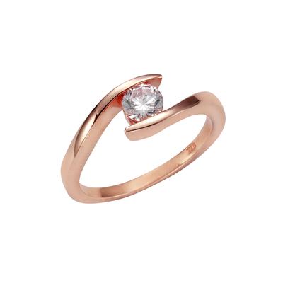 Fingerring VIVANCE "925 Silber rosé vergoldet Zirkonia" Gr. 16,5, rot, Fingerringe, Damen, 16,5, Silber 925 (Sterlingsilber), Verlobungsring Image
