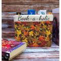 Personalised Book Storage 2 Sizes, Book Organiser, Padded Fabric Tidy. Autumn Leaves Pattern