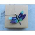 Silk Dragonfly Pendant Necklace Bright Delicate Organza Accessories