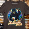 Asheville Graphic T-Shirt, Retro Tee, Funny Bear Shirt, Beer Lover Mens Psychedelic Nc Tee Shirt