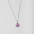 Pink Sapphire Necklace 14K White Gold - Flower Pendant Diamond Dainty Gemstone For Women Gift Her Gn00133