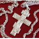 Christian Baptism Cross Necklace Anchor Chain Set. Russian Orthodox Jewelry. Save & Protect Prayer. Sterling Silver 925