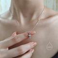 Dainty Cross Pendant Necklace in Sterling Silver, Necklace, Silver Or Gold