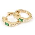 Diamond Huggie Earrings, Emerald Hoop Baguette Daily Wear Christmas Jewelry