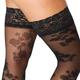 NORTIE Floral Hold-up Stockings - Black - L/XL