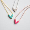 Pink Heart Necklace, Dainty Pendant Diamond Necklaces For Women in Gold, Sterling Silver, Rose Girlfriend Gift