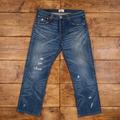 Vintage Levis 501 Jeans 34 X 28 Straight Faded Dark Blue Distressed Denim R30369