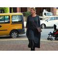 Plus Size Gray Pleated Oversized Dress, Autumn Outfits With Pockets