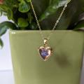 Blue Forget Me Not Flower Locket Pendant, Gold Heart Necklace, Handmade Gift For Her, Vintage Style Resin Jewellery