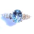 9Ct White Gold Aquamarine & 0.33Ct Baguette Diamond Ring, Size P