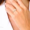 Oval Diamond Engagement Ring, Half Eternity Milgrain Cz Moissanite Wedding Band, 10K 14K 18K Gold Promising Jewelry, Bridal Shower Ring