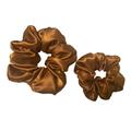 Nina Brown Satin Silk Scrunchie Regular Bun Holder For Thick Hair Lightweight Accessory Ties Accessories Gift Her