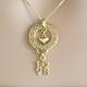 18Ct Gold Over Sterling Silver Greek Key Circle Love Heart Pendant Necklace