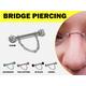 Disco Ball Crystal Nose Bridge Chain Piercing Jewelry - High Nostril Titanium Barbell 16G 14G