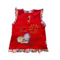 Vintage Red Summer Vest Shirt Girl 3-4 Years 3T Bright Yellow 1990S Embroidered