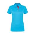 Asquith & Fox Womens/Ladies Short Sleeve Contrast Polo Shirt (Turquoise/ Red) - Multicolour Cotton - Size X-Small