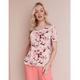 Noni B Womens Keyhole Neck Printed Top - Pink - Size X-Small