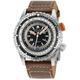 Gevril GV2 Contasecondi Mens Black/Orange Dial Brown Calfskin Leather Watch - One Size