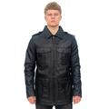 Infinity Leather Mens Parka Safari Coat-Mesa Verde - Black - Size 5XL