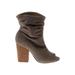 Chinese Laundry Boots: Slouch Chunky Heel Bohemian Gray Solid Shoes - Women's Size 7 1/2 - Peep Toe