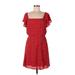 Sienna Sky Casual Dress - Mini Square Short sleeves: Red Dresses - Women's Size Large