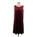 Halogen Casual Dress - Mini Scoop Neck Sleeveless: Burgundy Print Dresses - Women's Size Small