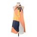 Shein Casual Dress - Mini Tie Neck Sleeveless: Orange Color Block Dresses - Women's Size Small