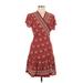 R. Vivimos Casual Dress - A-Line V-Neck Short sleeves: Red Dresses - Women's Size Large