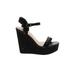 Bamboo Wedges: Black Print Shoes - Women's Size 7 - Open Toe