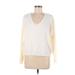 Ivy & Leo Pullover Sweater: Ivory Color Block Tops - Women's Size Medium
