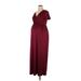 Mother Bee maternity Casual Dress - Party Plunge Sleeveless: Burgundy Solid Dresses - Women's Size X-Large