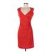 Nicole Miller Casual Dress - Sheath: Red Solid Dresses - Women's Size 6