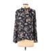 Lucky Brand Long Sleeve Blouse: Blue Floral Tops - Women's Size Small