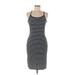 Tommy Hilfiger Casual Dress - Sheath Scoop Neck Sleeveless: Gray Stripes Dresses - Women's Size Medium