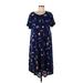 Lularoe Casual Dress - Shift Scoop Neck Short sleeves: Blue Dresses - Women's Size Large