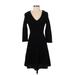Ganni Casual Dress - A-Line V Neck 3/4 sleeves: Black Print Dresses - Women's Size X-Small