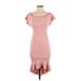 Guess Casual Dress - Bodycon Boatneck Short sleeves: Pink Print Dresses - Women's Size X-Small