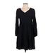 Misslook Casual Dress - A-Line V Neck Long sleeves: Black Print Dresses - Women's Size Small