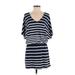 Michael Stars Casual Dress - Mini V-Neck Short sleeves: Blue Stripes Dresses - Women's Size Small