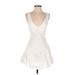 Free People Cocktail Dress - A-Line Plunge Sleeveless: White Solid Dresses - Women's Size X-Small