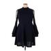 Shein Casual Dress - Mini Mock Long sleeves: Blue Print Dresses - Women's Size 2X