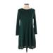 Old Navy Casual Dress - A-Line Crew Neck Long sleeves: Green Print Dresses - Women's Size Small Petite