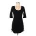 Pam & Gela Casual Dress - Mini Scoop Neck 3/4 sleeves: Black Print Dresses - Women's Size Medium