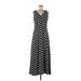 Talbots Casual Dress - A-Line V Neck Sleeveless: Black Chevron/Herringbone Dresses - Women's Size Medium