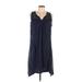 Style&Co Casual Dress - Mini V Neck Sleeveless: Blue Solid Dresses - Women's Size X-Large