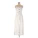 Louna Casual Dress - A-Line Square Sleeveless: White Solid Dresses - Women's Size Medium