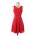 Express Casual Dress - Party Scoop Neck Sleeveless: Red Print Dresses - Women's Size 2