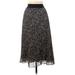 DKNY Formal A-Line Skirt Midi: Black Print Bottoms - Women's Size Medium